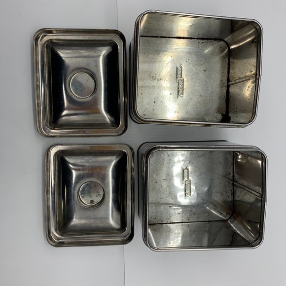 Vintage mid-century modern Garner Ware chrome Coffee & Tea canisters retro vibe - Picture 9 of 11